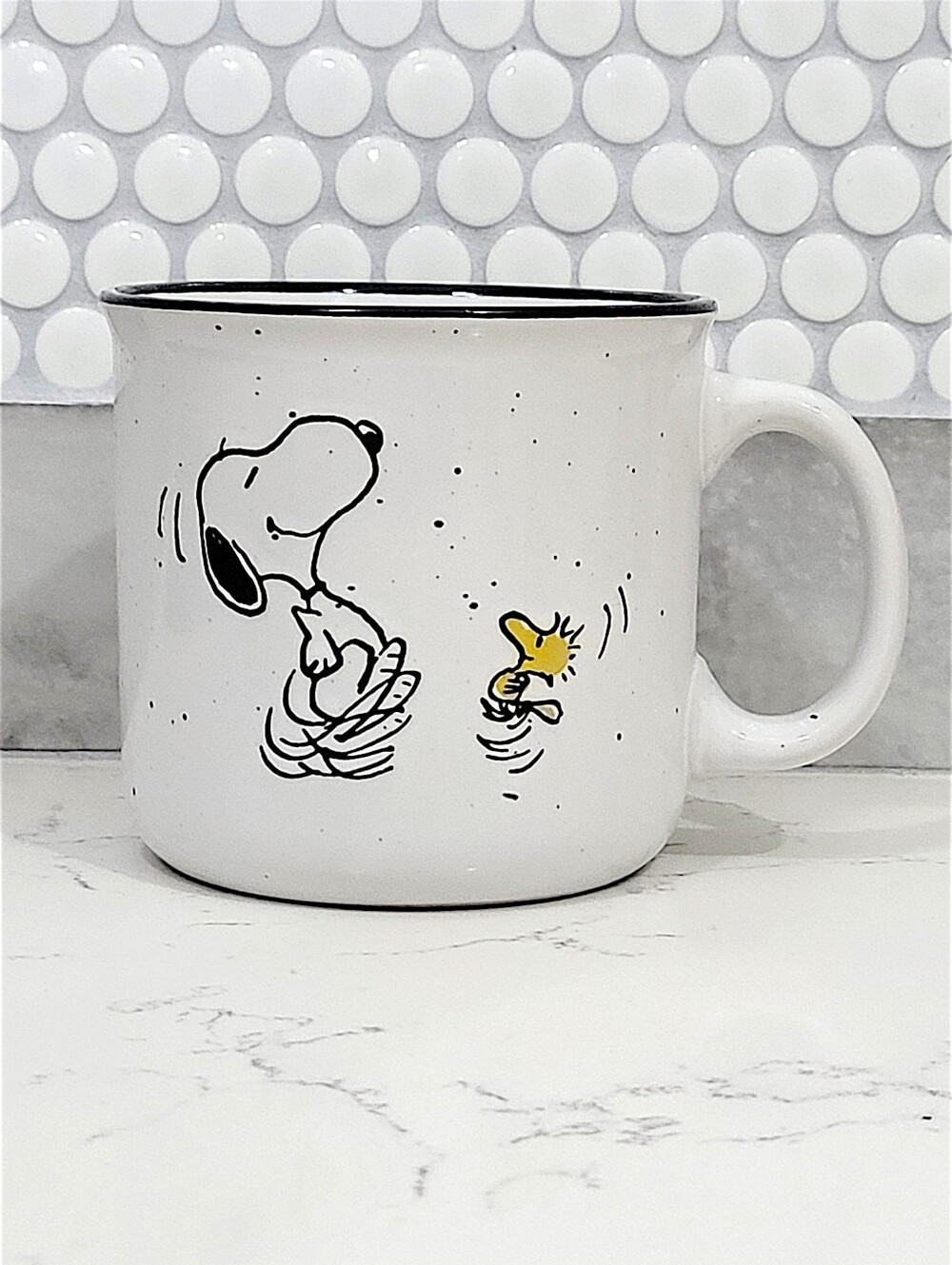 Peanuts White and Black Snoopy & Woodstock 20 oz Mug